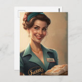 Schöne Kellnerin Postkarte (Vorne/Hinten)