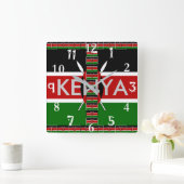 Schöne kenianische Flaggen-Farben Quadratische Wanduhr (Zuhause)