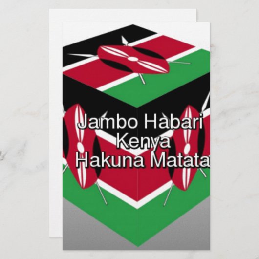 Schöne Kenyan Flag Cube mit Gruß Briefpapier (Vorne/Hinten)