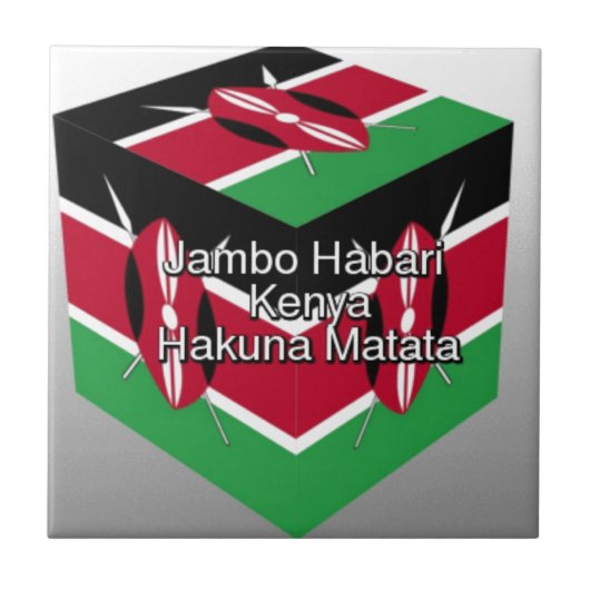 Schöne Kenyan Flag Cube mit Gruß Fliese (Vorderseite)