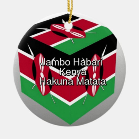 Schöne Kenyan Flag Cube mit Gruß Keramikornament (Vorne)