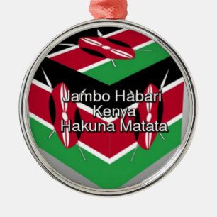 Schöne Kenyan Flag Cube mit Gruß Ornament Aus Metall