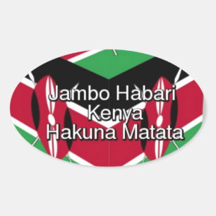 Schöne Kenyan Flag Cube mit Gruß Ovaler Aufkleber
