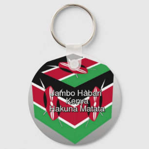 Schöne Kenyan Flag Cube mit Gruß Schlüsselanhänger