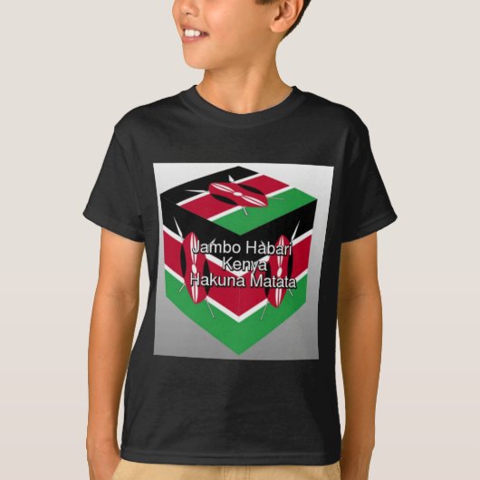 Schöne Kenyan Flag Cube mit Gruß T-Shirt (Vorderseite)