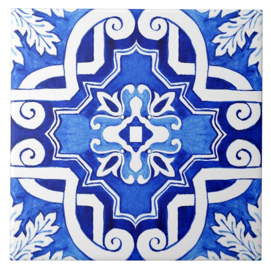 Schöne Keramik mit blauen Farben. Fliese (Vorderseite)