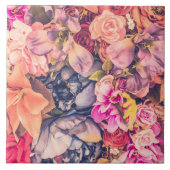 Schöne Keramik mit Blumenmotiven Fliese (Vorderseite)