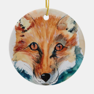 Schöne Keramik Watercolor Fox Keramik Ornament