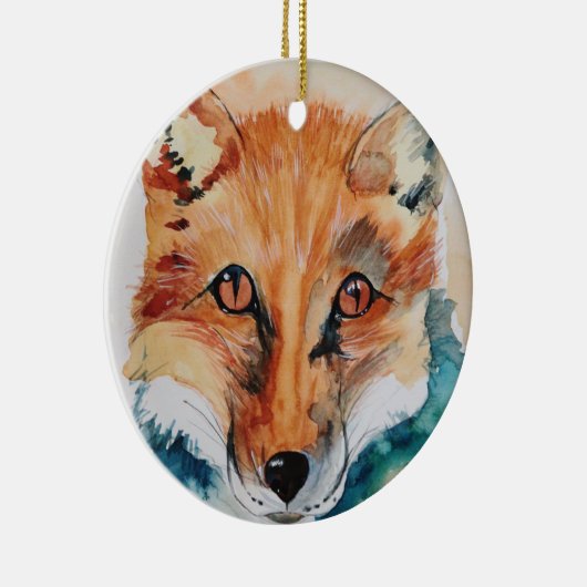 Schöne Keramik Watercolor Fox Ornament (Rechts)