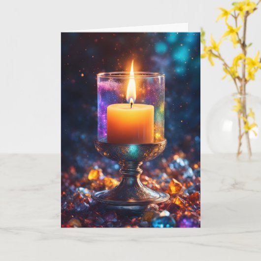 Schöne Kerzenschein Karte (Gelbe Blume)