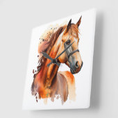 SCHÖNE KESTNUTZWASSERFARBENHORSE QUADRATISCHE WANDUHR (Winkel)