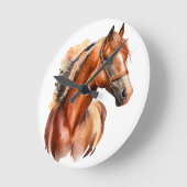 SCHÖNE KESTNUTZWASSERFARBENHORSE RUNDE WANDUHR (Winkel)
