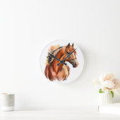 SCHÖNE KESTNUTZWASSERFARBENHORSE RUNDE WANDUHR (Zuhause)
