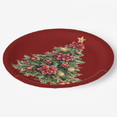 Schöne Kiefer Roter Weihnachten  Pappteller (Schrägansicht)