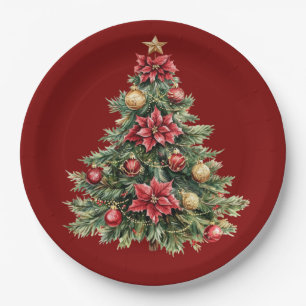 Schöne Kiefer Roter Weihnachten Pappteller