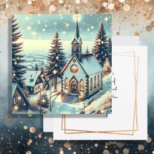 Schöne Kirche an einem Wintertag Weihnachten Karte