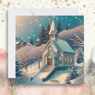 Schöne Kirche an einem Wintertag Weihnachten Karte