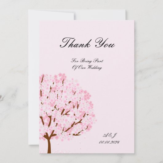 Schöne Kirschblüten danke Karte Hochzeit (Vorderseite)