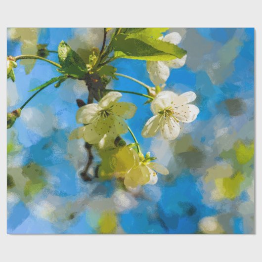 Schöne Kirschblüten Geschenkpapier (Flach)