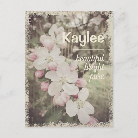 Schöne Kirschblüten Individuelle Name mit Bedeutun Postkarte (Vorderseite)