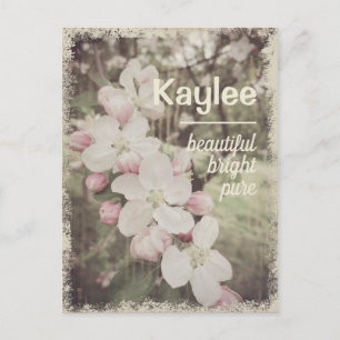 Schöne Kirschblüten mit individuellem Namen und Be Postkarte