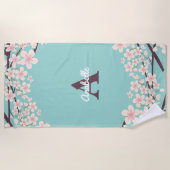 Schöne Kirschblüten Mit Monogramm Strandtuch (Vorderseite)
