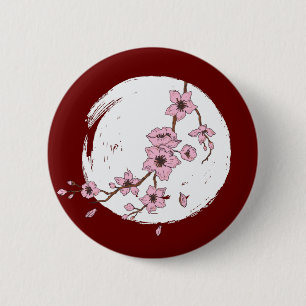 Schöne Kirschblüten Mond Button
