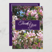 Schöne Kirschblüten Rosa Lila Berg Dankeskarte (Vorne/Hinten)