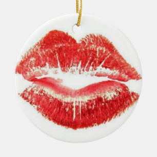 SCHÖNE KISS UND LEERE KRISTMAS AUF DER ANDEREN SEI KERAMIK ORNAMENT