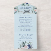 Schöne Kitten Blume Blau Es ist eine Baby-Dusche All In One Einladung (Innen)