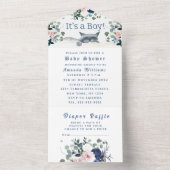 Schöne Kitten Blume Blau Es ist eine Baby-Dusche All In One Einladung (Innen)