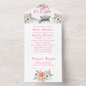 Schöne Kitten Blume Pink Es ist eine Girl Baby Dus All In One Einladung (Innen)