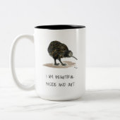 Schöne Kiwi-Affirmationen Zwei-Tone-Kaffee-Tasse Zweifarbige Tasse (Links)