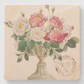 Schöne klassische französische Wasserfarbenblumen Steinuntersetzer (Vorderseite)
