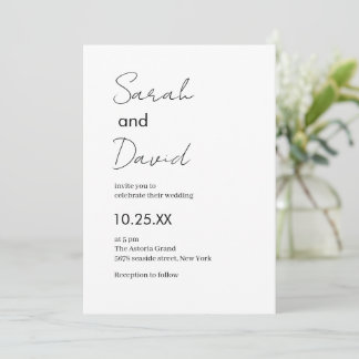 Schöne klassische Schwarz-Weiß-Hochzeit Einladung