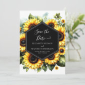 Schöne klassische Sonnenblumenhochzeit Save The Date (Stehend Vorderseite)