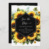 Schöne klassische Sonnenblumenhochzeit Save The Date (Vorne/Hinten)