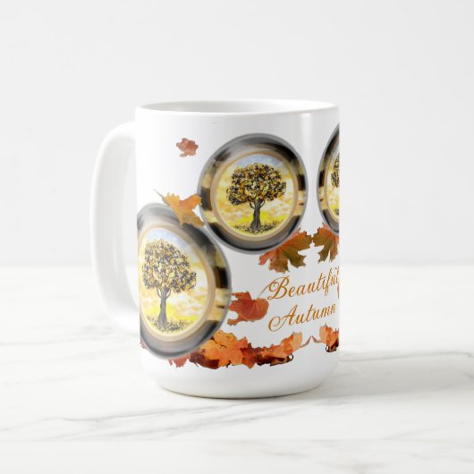 Schöne klassische Tasse im Herbst (Vorderseite Links)