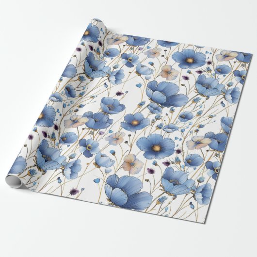 Schöne kleine blaue Wildblume Geschenkpapier (Ungerollt)