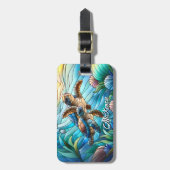 Schöne kleine Meeresschildkröten in farbenfroher S Gepäckanhänger (Vorderseite vertikal)