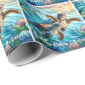 Schöne kleine Meeresschildkröten in farbenfroher S Geschenkpapier (Rolleneckpunkt)