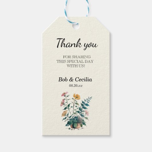 Schöne kleine Pflanze Hochzeit Begrüßung Geschenkanhänger (Vorderseite)