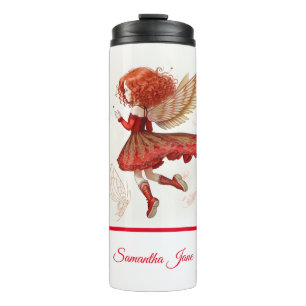 Schöne kleine rote fliegende Feen-Fantasie-Kunst Thermosbecher