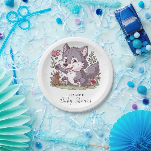 Schöne kleine Wolf Babydusche Pappteller (Party)
