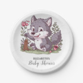 Schöne kleine Wolf Babydusche Pappteller (Vorderseite)