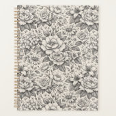 Schöne Kohle-Schwarz-Weiß-Ätzblumen Planer (Vorderseite)