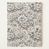 Schöne Kohle-Schwarz-Weiß-Ätzblumen Planer (Rückseite)