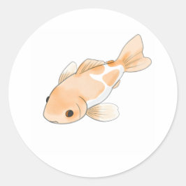 Schöne Koi Fish Aquarell Druckaufkleber Runder Aufkleber