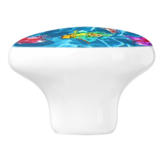 Schöne Koi Fish Pond Knobs and Puls Keramikknauf (Seitenansicht)