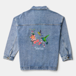 Schöne Kolibris und Blumen Jeansjacke